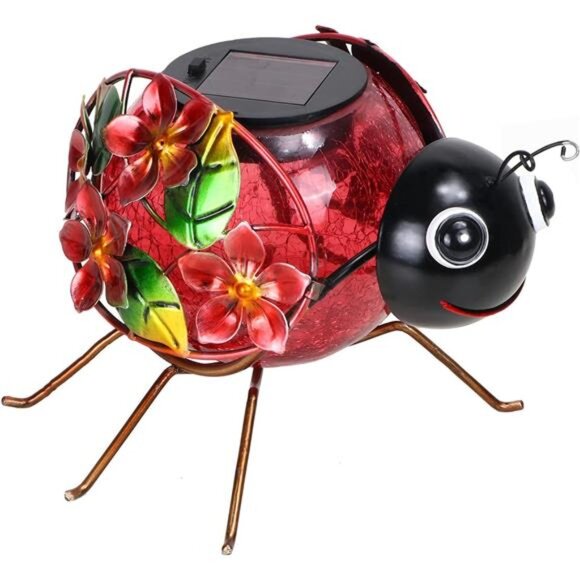 Solar Lantern, Waterproof LED Solar Lights Outdoor Ladybug Decorative Tabletop - Picture 1 of 8